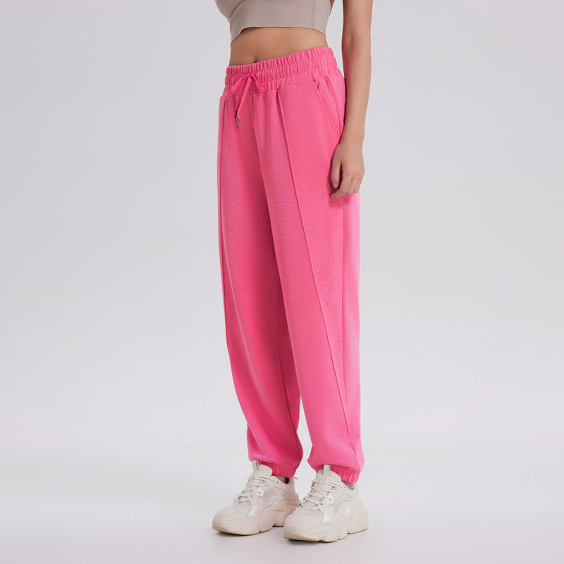 Women Fashion Casual Solid Color Drawstring Jogger Pants