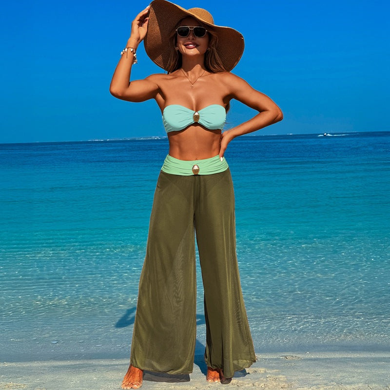 Conjunto de bikini de tres piezas para mujer, estilo sexy e informal