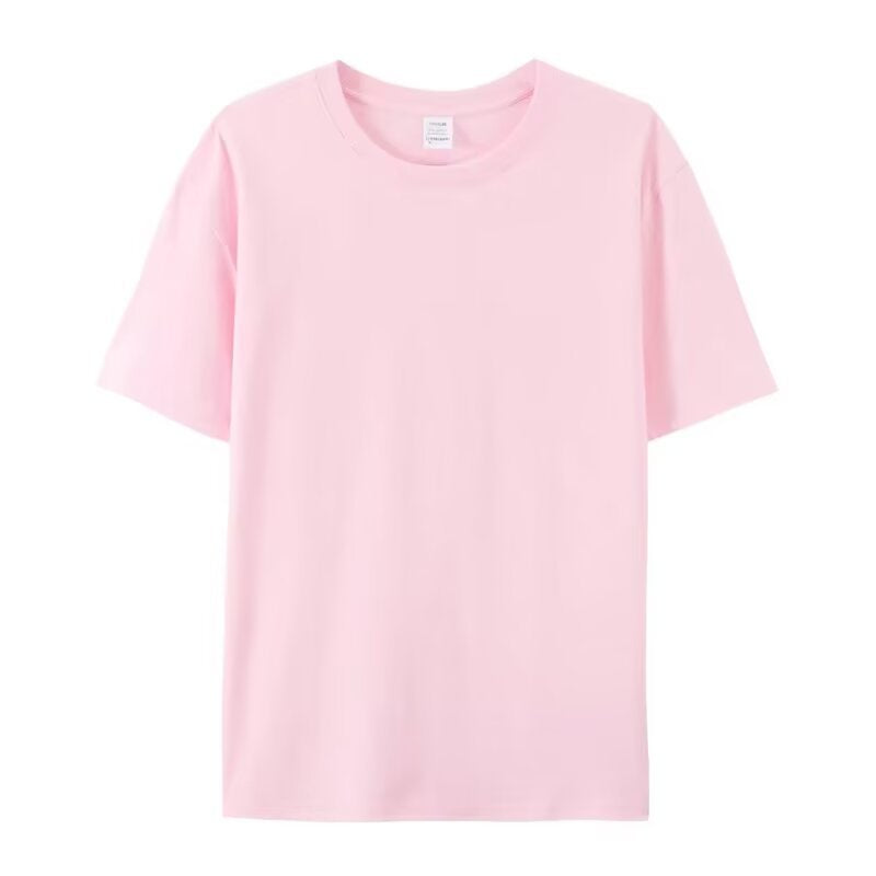 Camiseta básica holgada informal de color liso con cuello redondo para mujer
