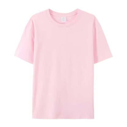 Camiseta básica holgada informal de color liso con cuello redondo para mujer