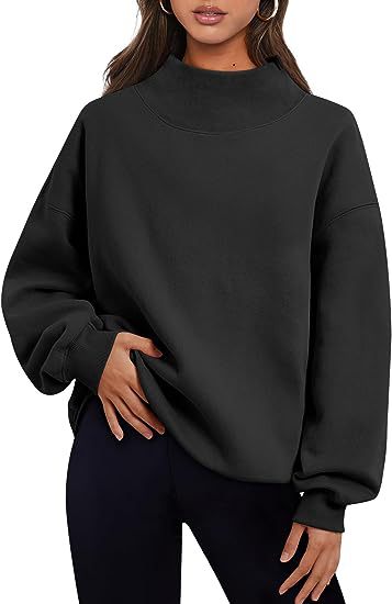 Sudadera informal de color liso con cuello polar para mujer