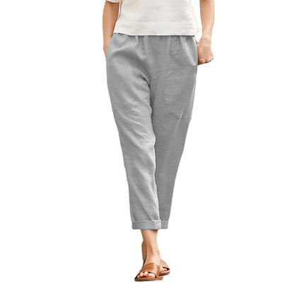 Women Basic Solid Color Casual Pants Straight Pants