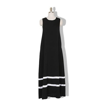 Women Casual Color Matching Sleeveless Loose Sundress