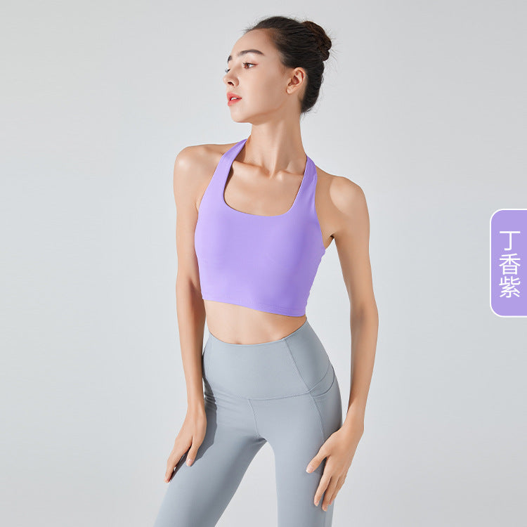 Chaleco deportivo informal holgado de color liso con cuello halter, sin espalda y sin mangas para mujer