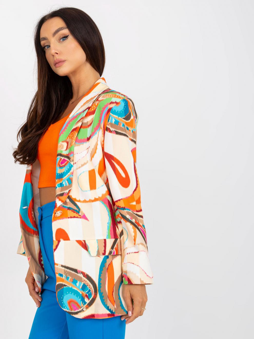 Chaqueta de traje con estampado multicolor informal a la moda para mujer