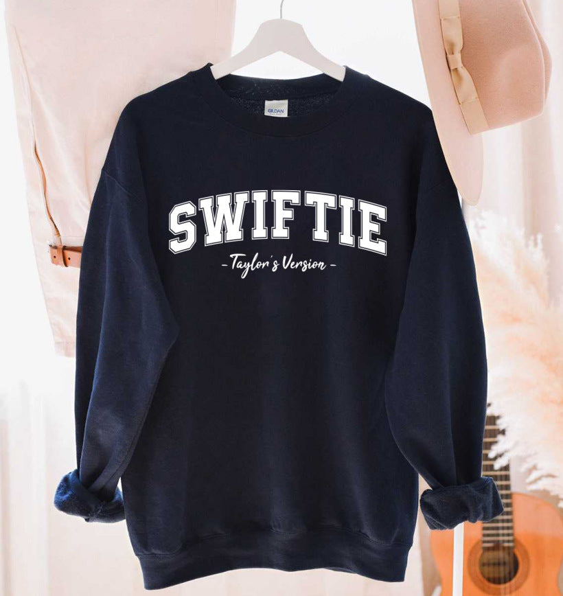 Sudadera informal de cuello redondo con estampado de letras para mujer