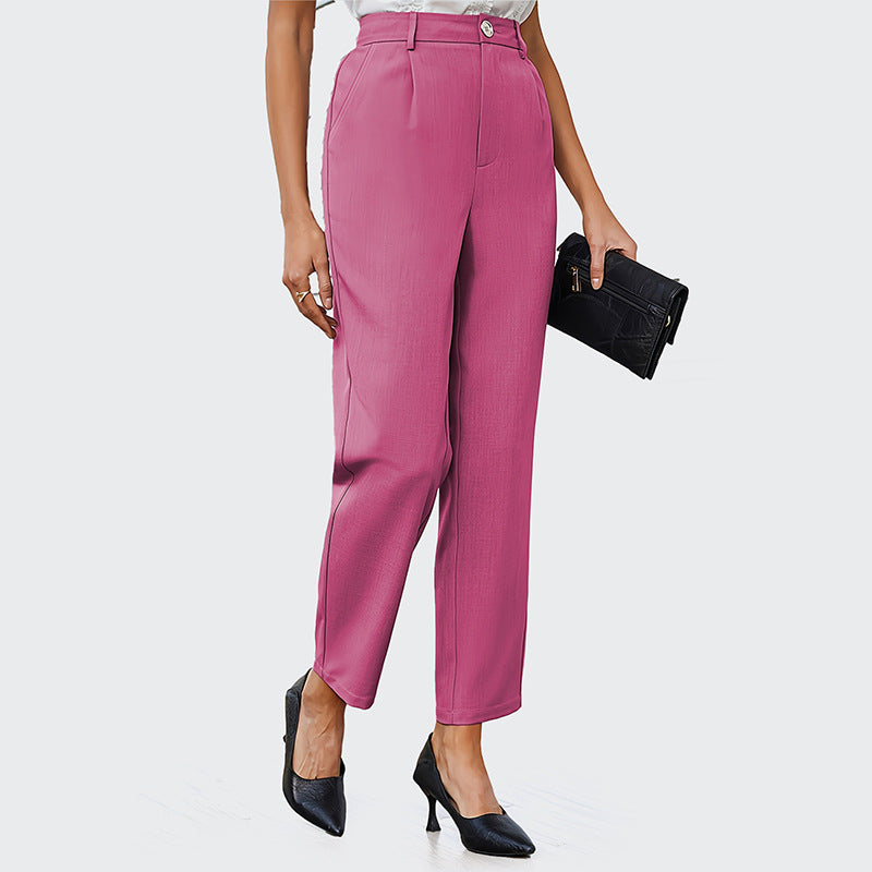 Women Fashion Casual Solid Color Straight Pants