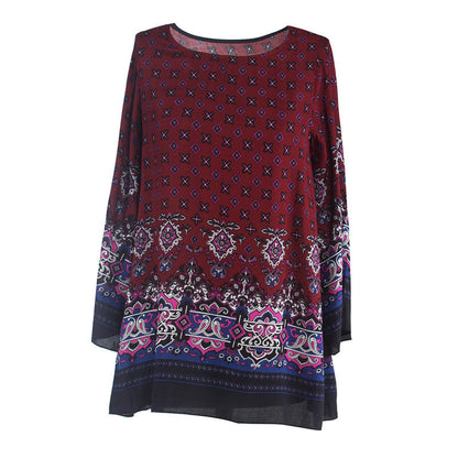 Vestido mini de playa bohemio de verano holgado con estampado geométrico informal de gasa vintage para mujer