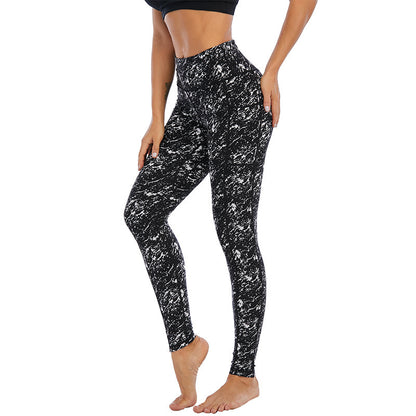 Leggings de yoga informales de cintura alta con estampado de leopardo y bolsillo de secado rápido para mujer