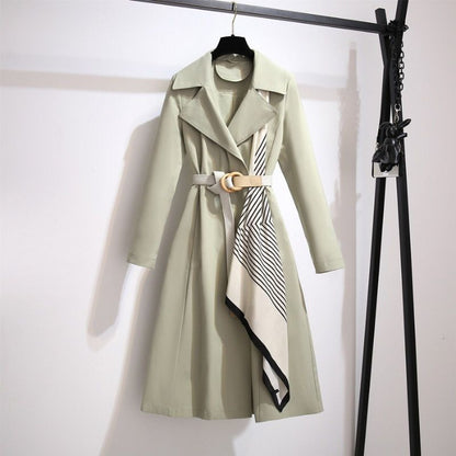 Gabardina de manga larga ajustada, elegante, informal, de color liso para mujer
