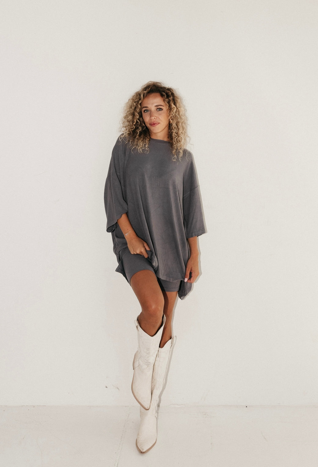 Casual Fashion Women Solid Color Loose T-Shirt And Shorts Set