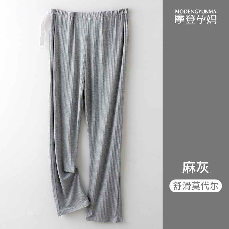 Pantalones de vientre ajustables de color sólido casuales de moda para mujeres embarazadas