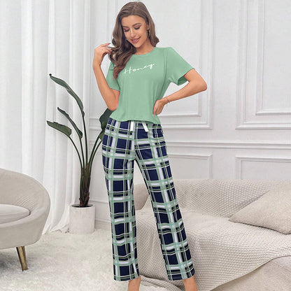 Pijama informal estampado de dos piezas para mujer