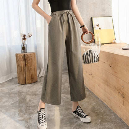 Women'S Fashion Casual Loose High Waist Thin Drape Cropped Pants
