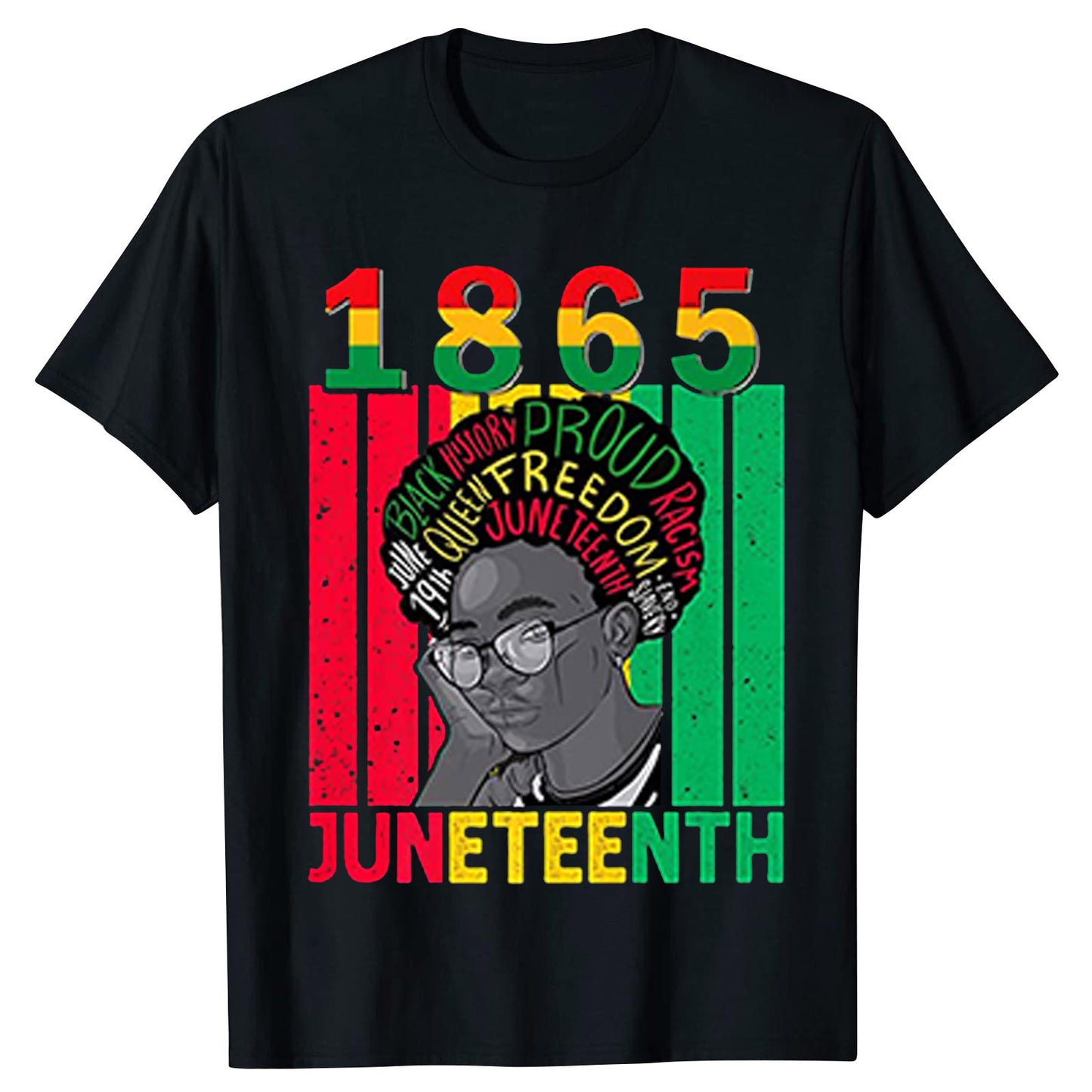 Camiseta unisex informal de manga corta con estampado de letras africanas Juneteenth