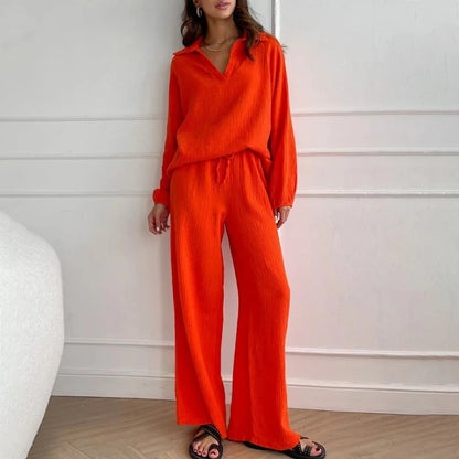 Traje elegante informal holgado de color sólido para mujer