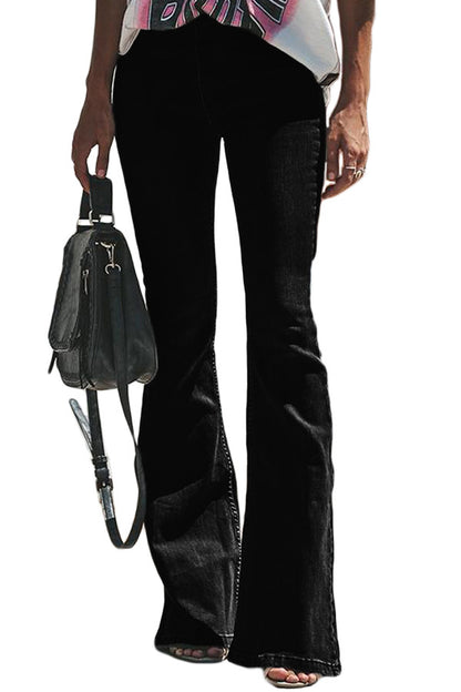 Pantalones vaqueros acampanados de color liso para mujer, estilo casual, a la moda