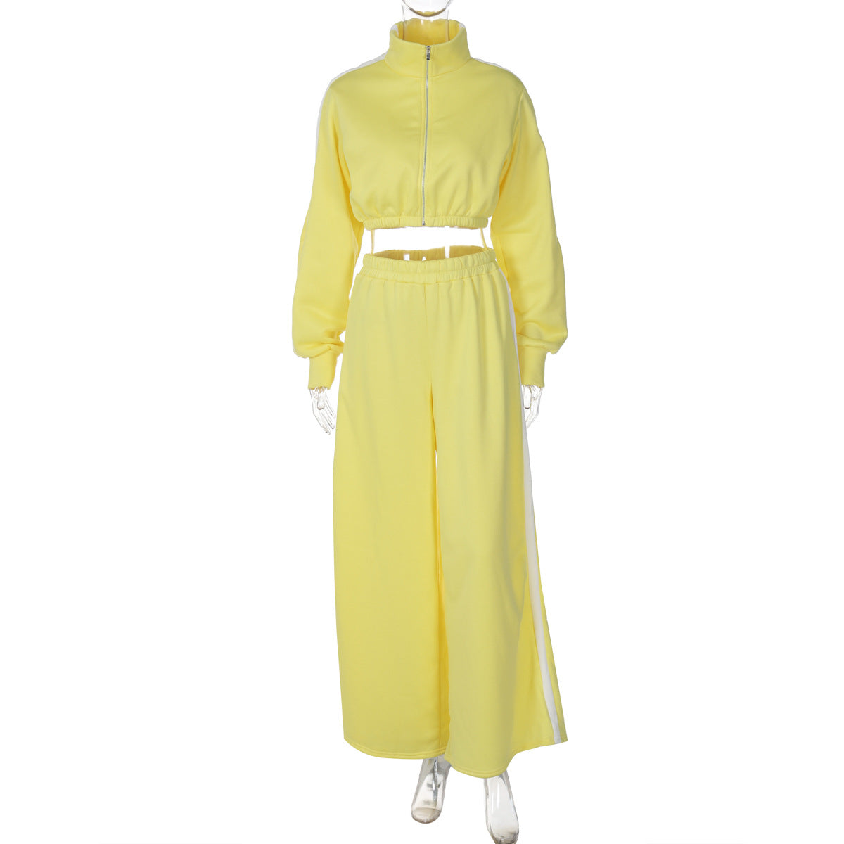 Women Fashion Casual Long Sleeve Top And Wide Leg Pants Sport Set