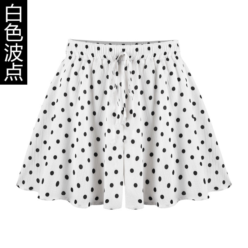 Pantalones cortos holgados de cintura alta de gasa para mujer, informales, con estampado, talla grande