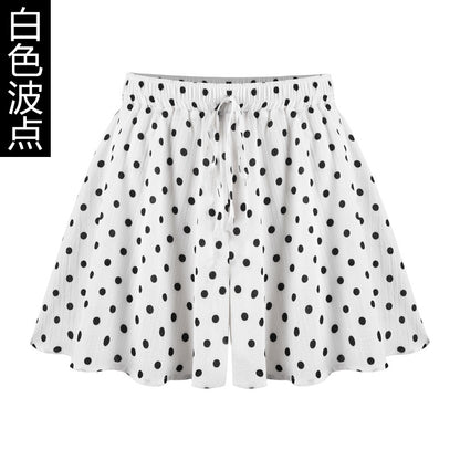 Pantalones cortos holgados de cintura alta de gasa para mujer, informales, con estampado, talla grande