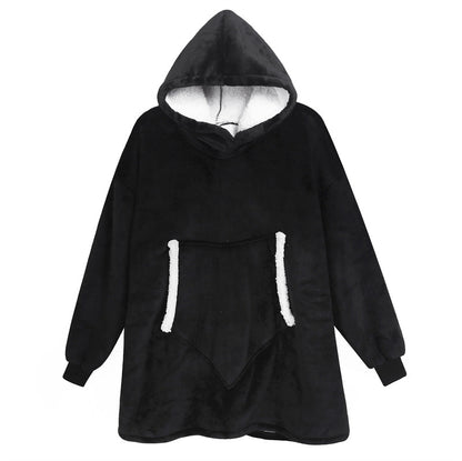 Couples Spring Autumn Casual Lazy Home Solid Color Flannel Long Sleeve Hooded Sleepwear