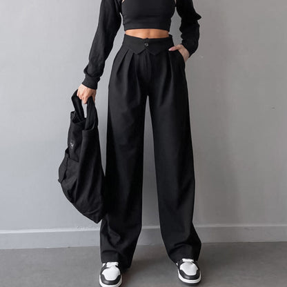 Women Fashion High Waist Straight Casual Pants