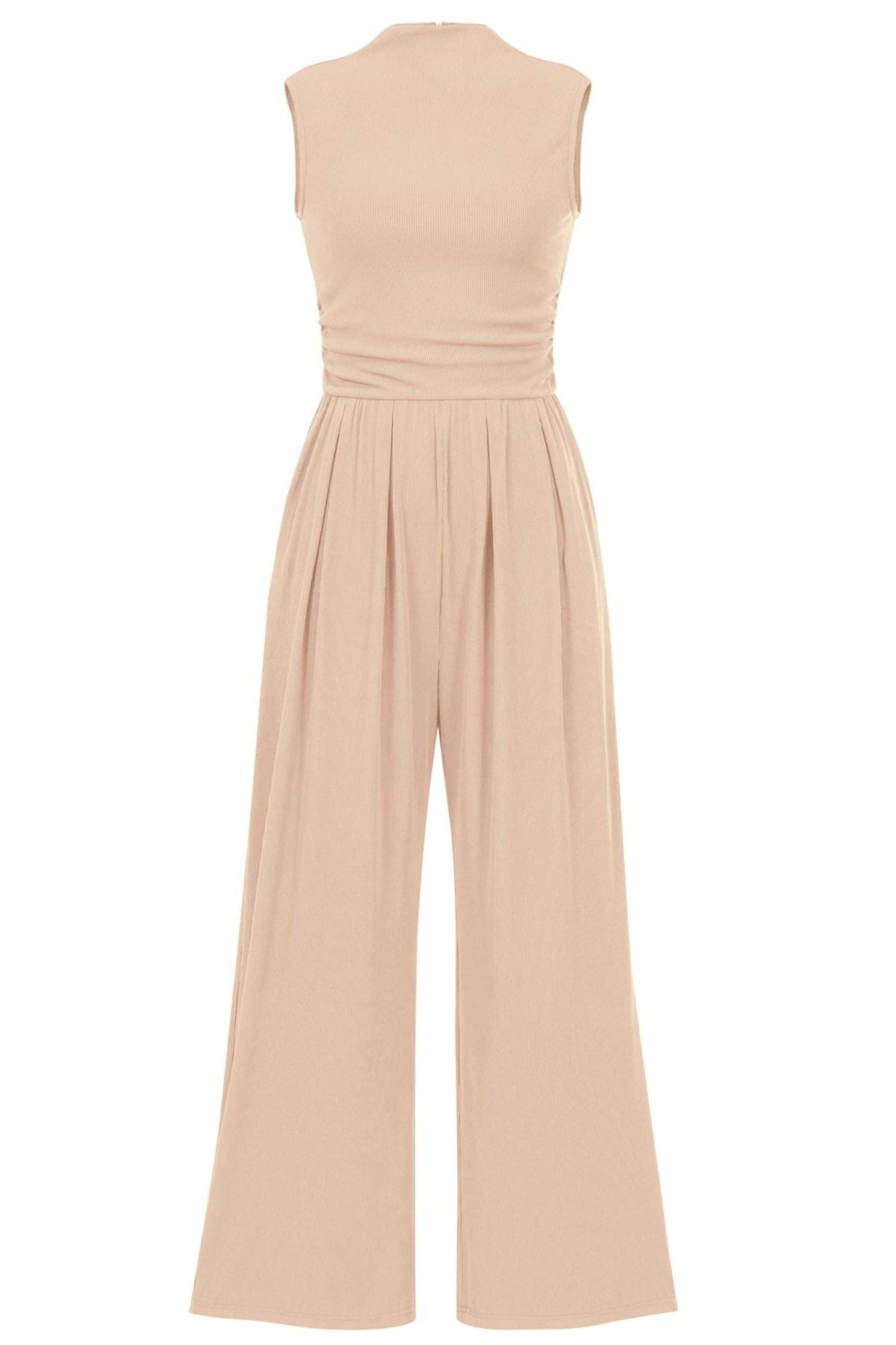 Women Fashion Casual Solid Color Sleeveless Wide Leg Jumpsuit