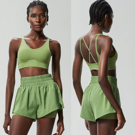 Conjunto de dos piezas de pantalones de yoga deportivos de secado rápido para mujer, informales, de color sólido