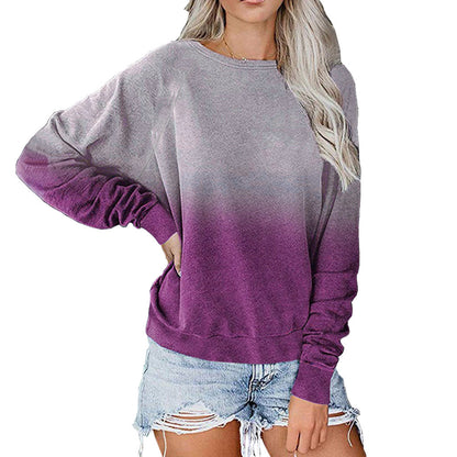 Women Casual Gradient Long Sleeve Sweatshirt
