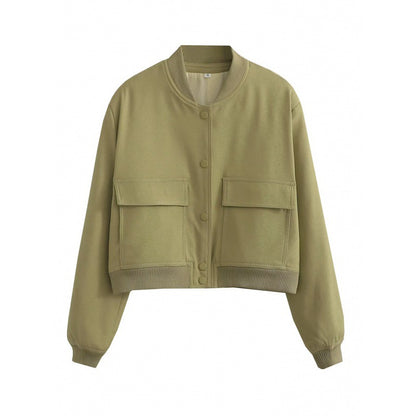 Chaqueta informal de color liso con un solo pecho y bolsillo para mujer