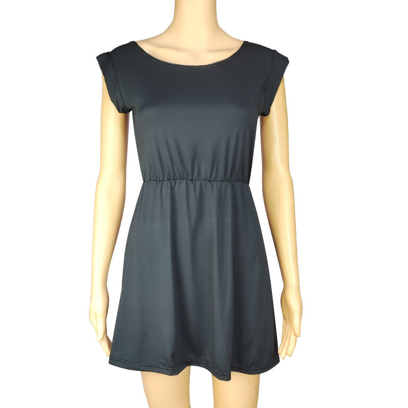 Vestido sexy de discoteca con estampado de leopardo y pata de gallo para mujer, informal, de manga corta y cuello redondo
