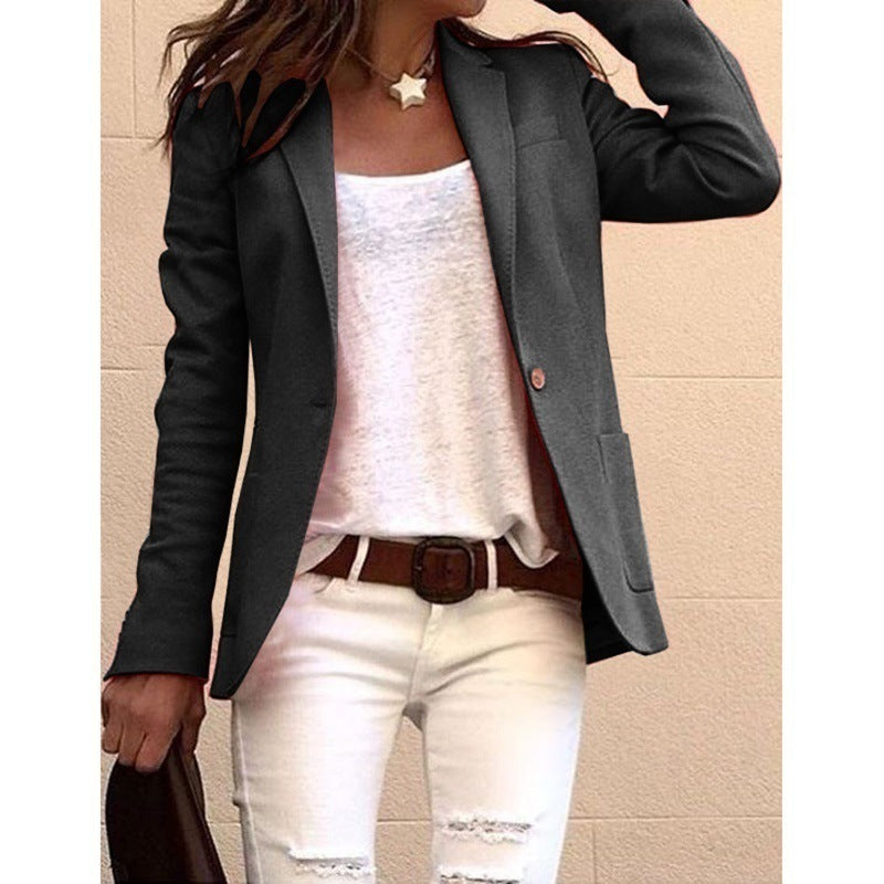 Chaqueta blazer informal de manga larga a la moda para mujer