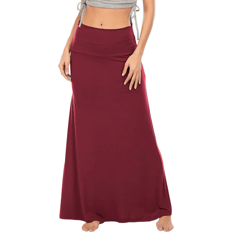 Women Solid Color High Waist Casual Loose Long Dress