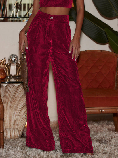 Women Fashion Casual Loose Solid Color Plush Pants