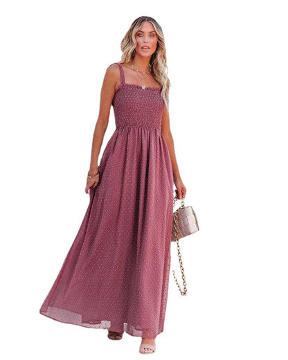 Summer Women Casual Fashion Sling Chiffon Maxi Dress