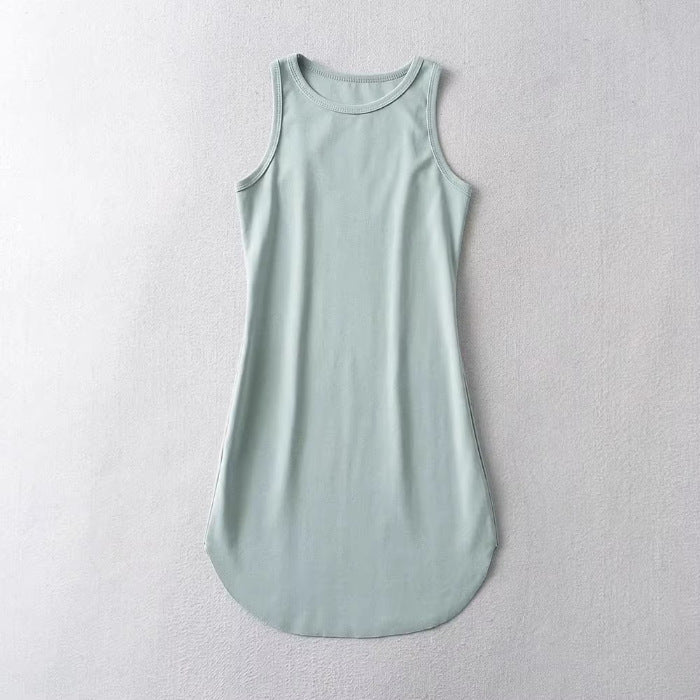 Vestido tipo chaleco sin mangas de color liso básico informal de verano para mujer