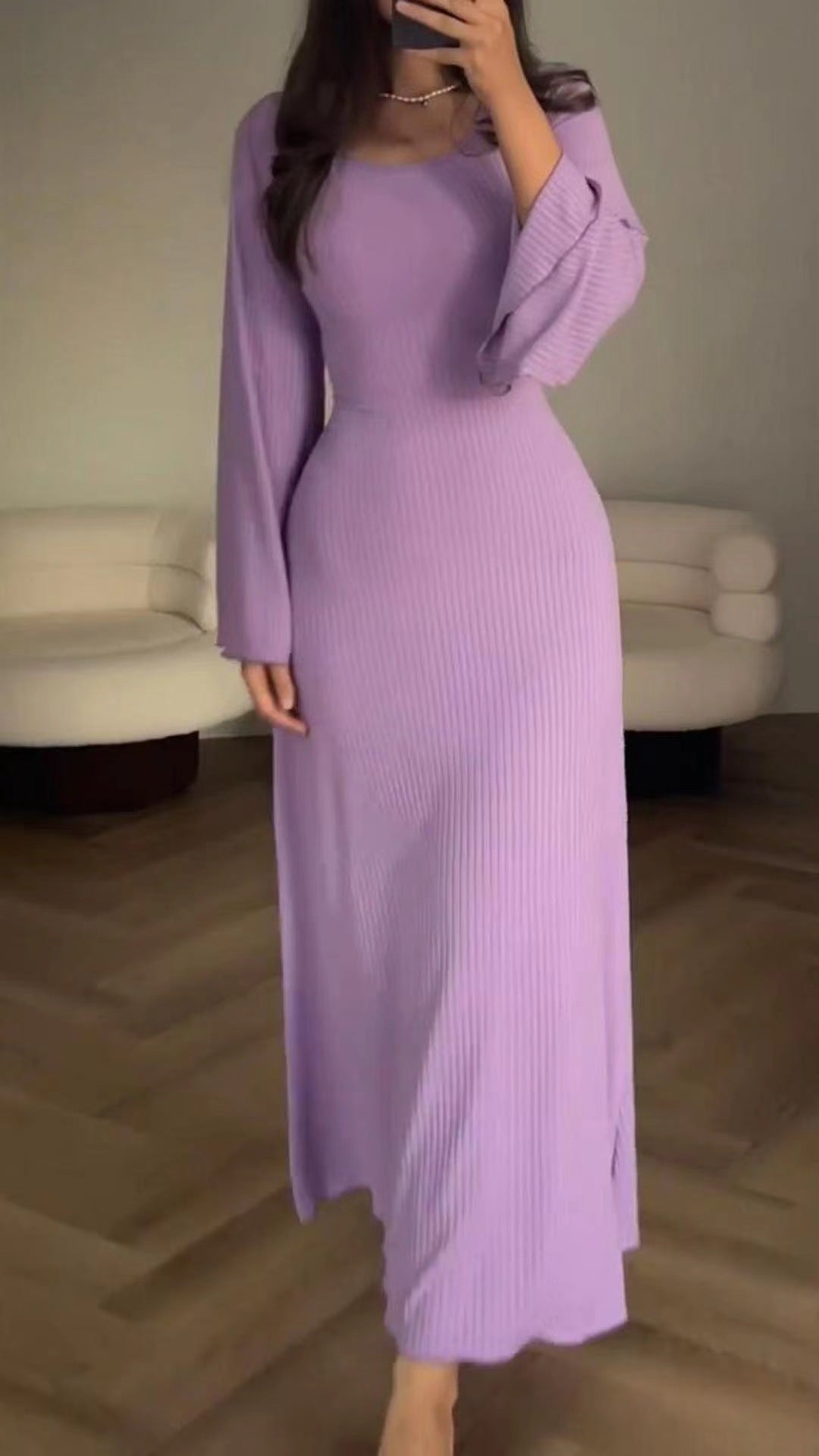 Women Fashion Long Sleeve Loose Casual Dress