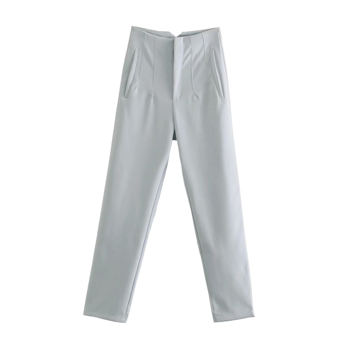 Women Fashion Casual Solid Color High Waist Pants