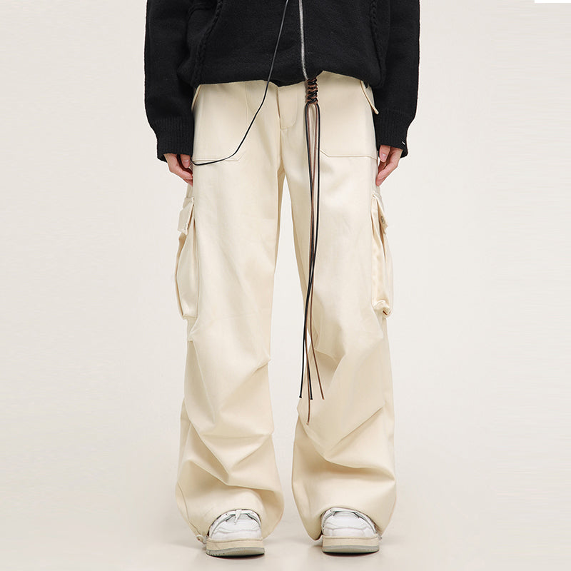Pantalones cargo casuales de Maillard, holgados y rectos con bolsillos vintage para mujer