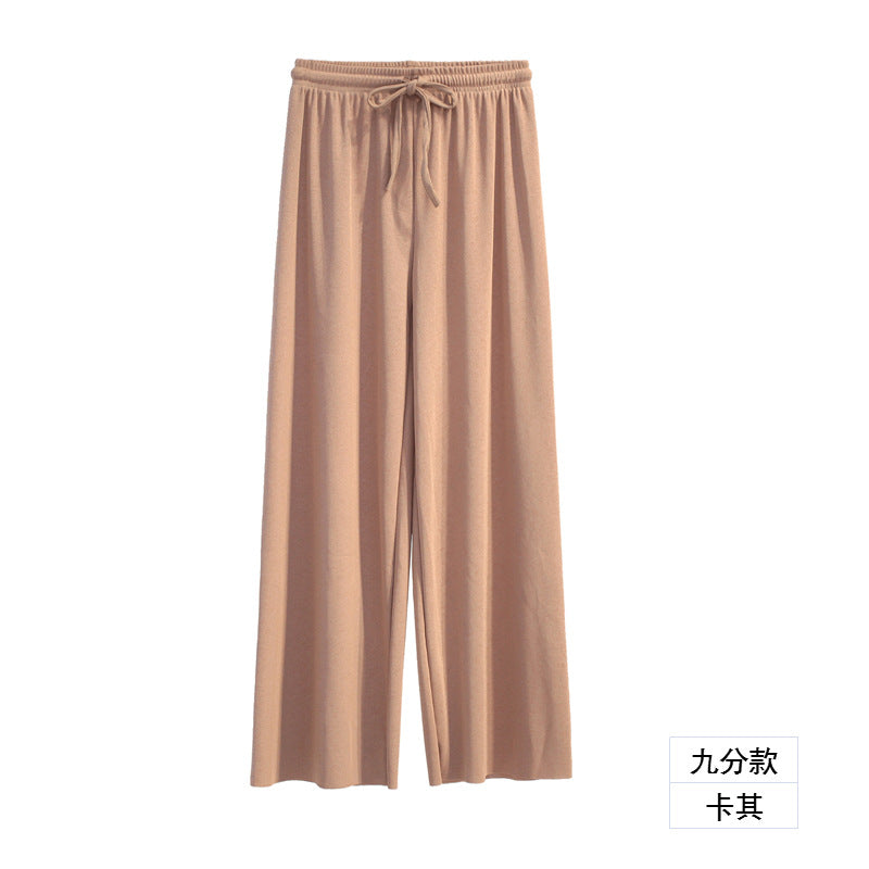 Pantalones casuales de pierna ancha y holgados de color sólido para mujer