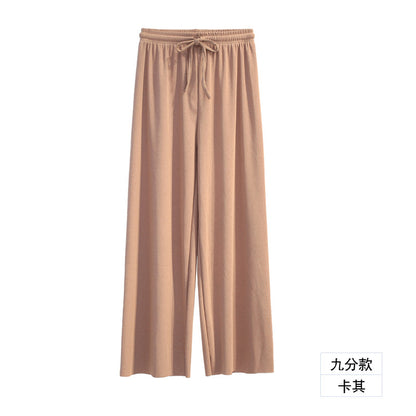 Pantalones casuales de pierna ancha y holgados de color sólido para mujer