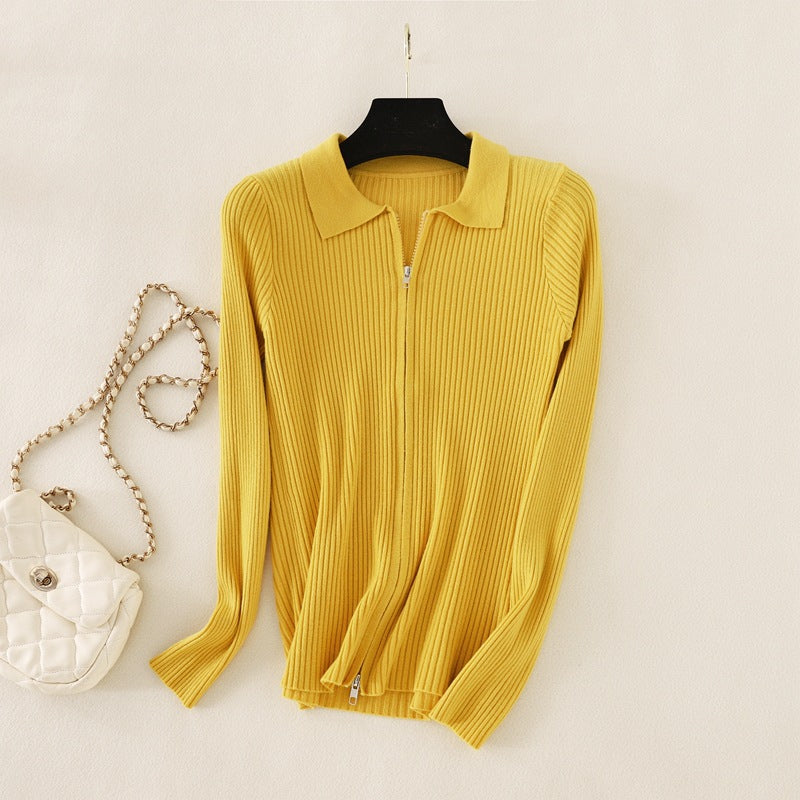 Women Casual Solid Color Base Lar Knit Top Sweater