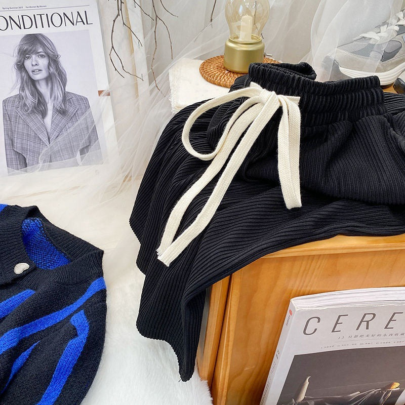Pantalones casuales de pierna ancha y holgados de color sólido para mujer