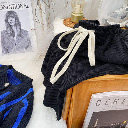Pantalones casuales de pierna ancha y holgados de color sólido para mujer