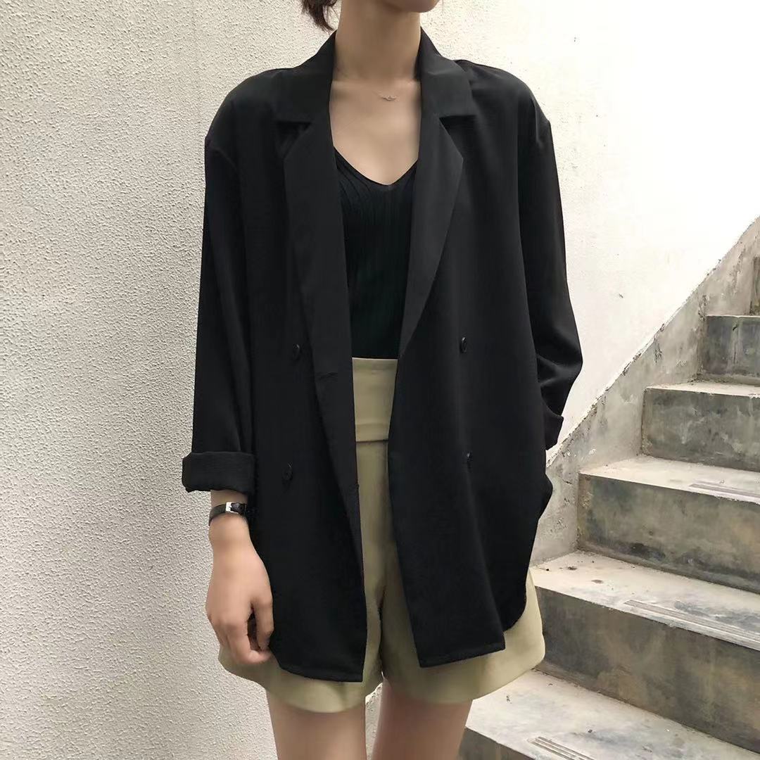 Blazer holgado informal de color liso a la moda para mujer