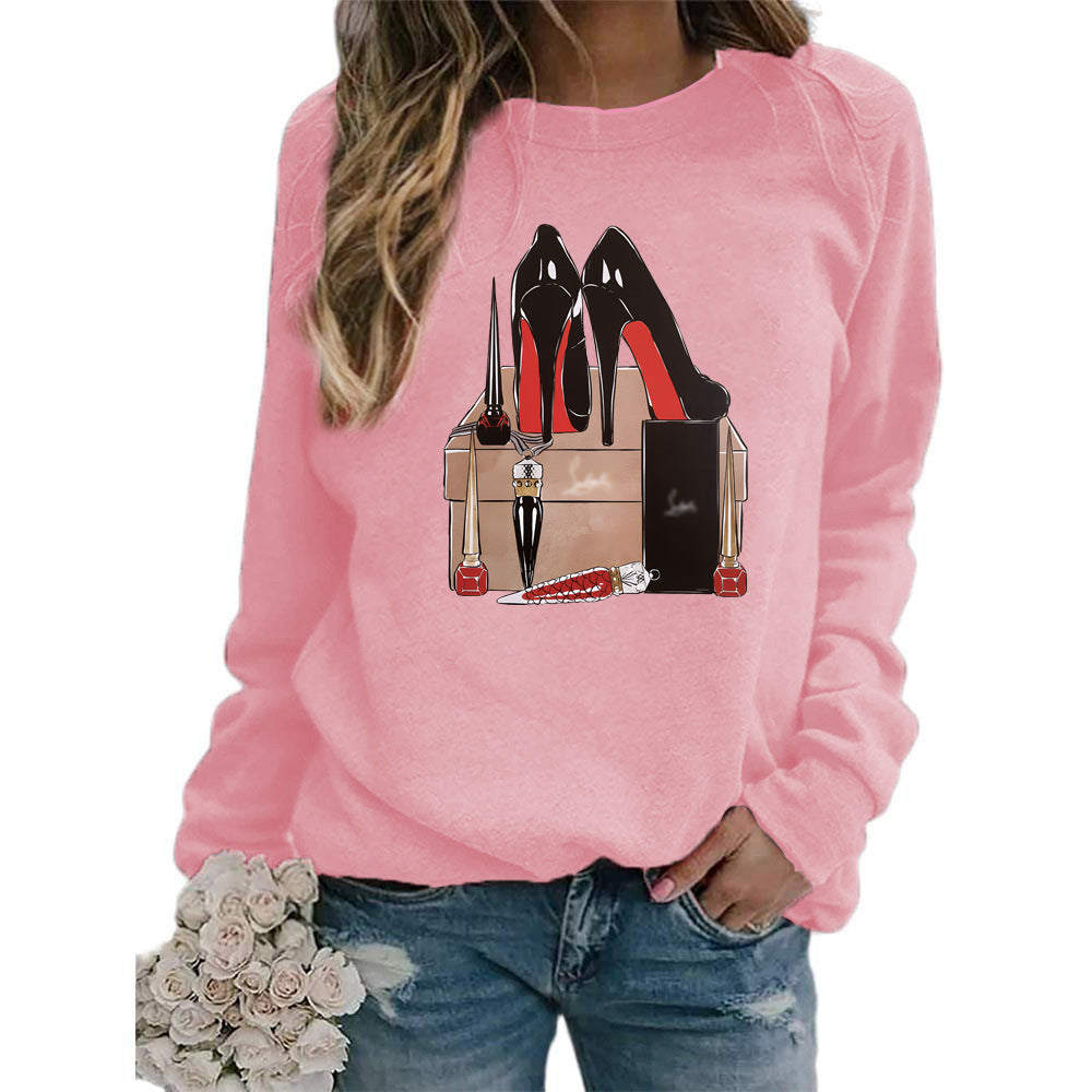 Sudadera con capucha de manga larga y cuello redondo con estampado informal a la moda para mujer