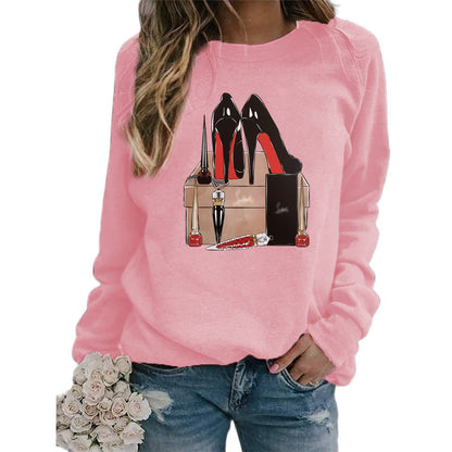 Sudadera con capucha de manga larga y cuello redondo con estampado informal a la moda para mujer