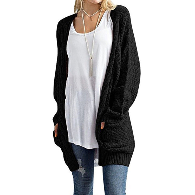 Suéter de punto de color liso informal para mujer, cárdigan de invierno y otoño
