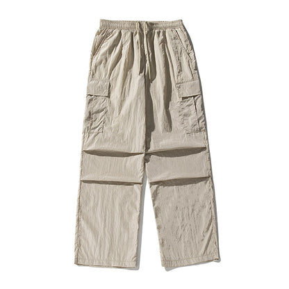 Women Simple Metal Nylon Sports Casual Cargo Pants