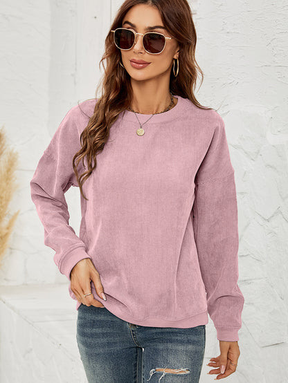 Women Casual Corduroy Blank Sweatshirts